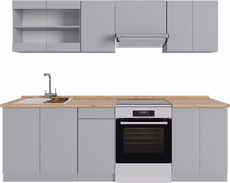 Mobile da cucina Vicco R-Line Grigio 240 cm , PL Rovere, Model 58438