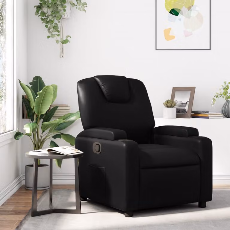 vidaXL Poltrona reclinabile relax in similpelle nera con braccioli e struttura in legno e metallo