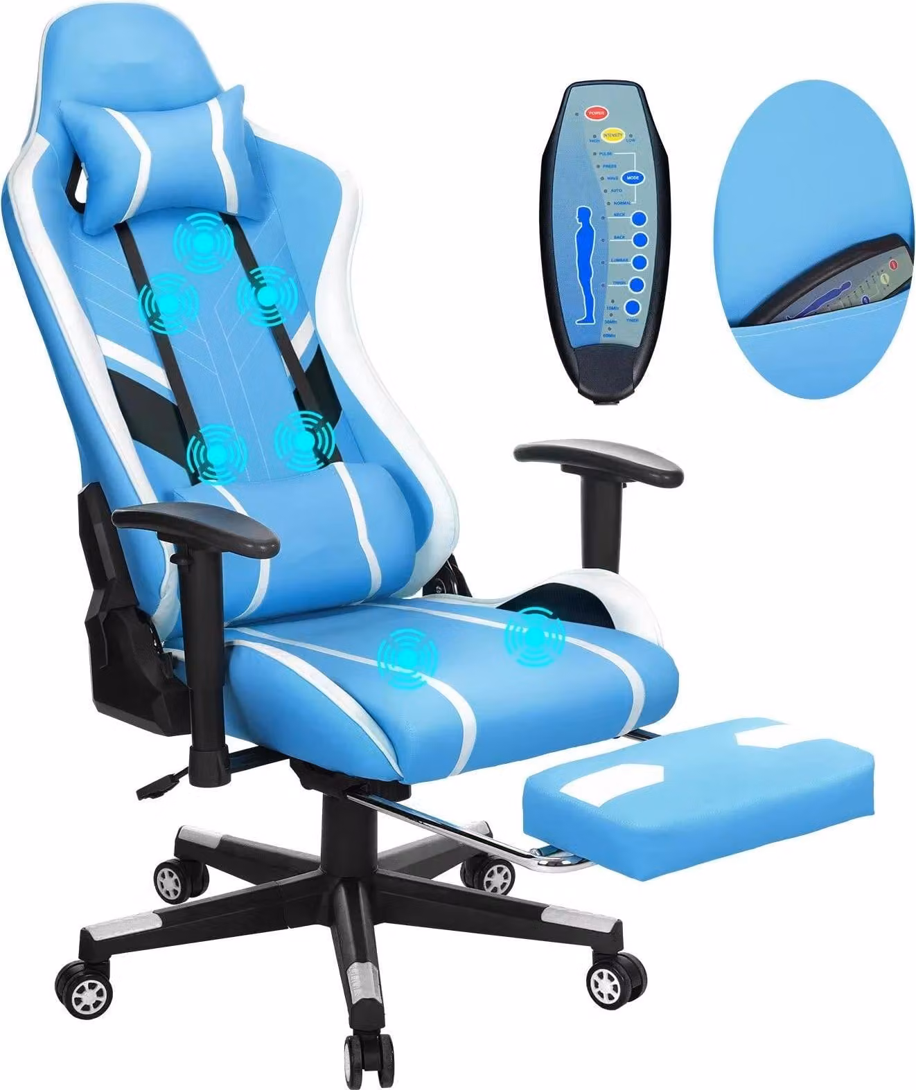 Sedia da ufficio, Design ergonomico, Regolabile in altezza, Blu Bianco