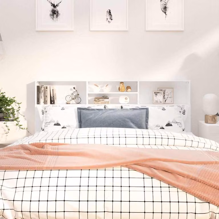 Testiera con contenitore e ripiani integrati vidaXL, colore bianco, L 180 cm x P 19 cm x H 103,5 cm