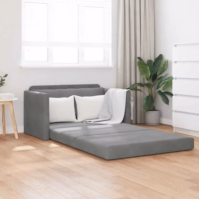 Divano letto-Sofa Letto-Daybed Grigio scuro 124 x 204 x 61 cm Velluto