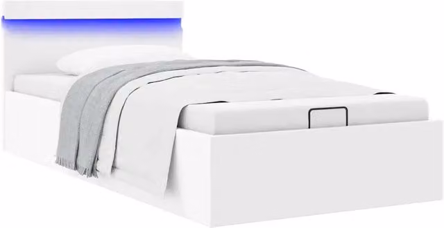 Giroletto Contenitore Idraulico LED Bianco Similpelle 90x200 cm 285546