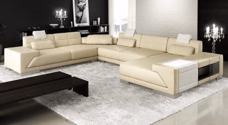 XXL BIG Wohnlandschaft U-Form Ecksofa Sofa Couch Polster Garnitur Leder