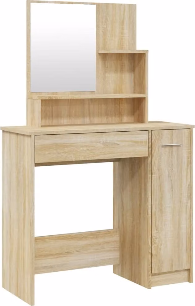 Toeletta con Specchio Rovere Sonoma 86,5x35x136 cm