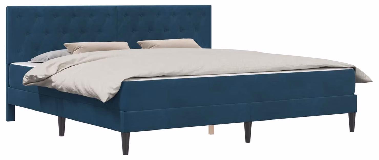 Struttura letto con materasso Blu 180 x 200 cm Velluto