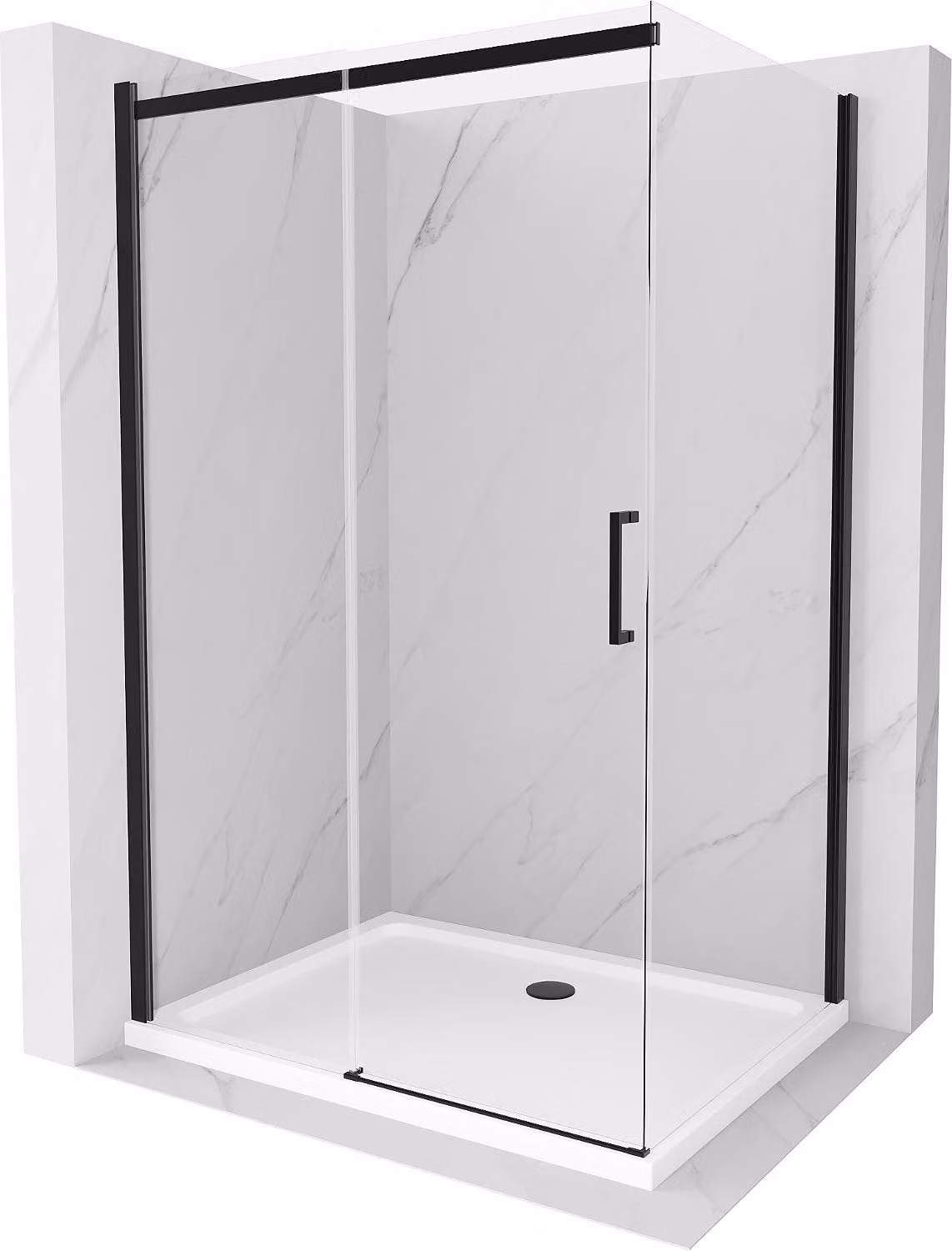 Cabina doccia OMEGA 100x70cm vetro chiaro, telaio nero