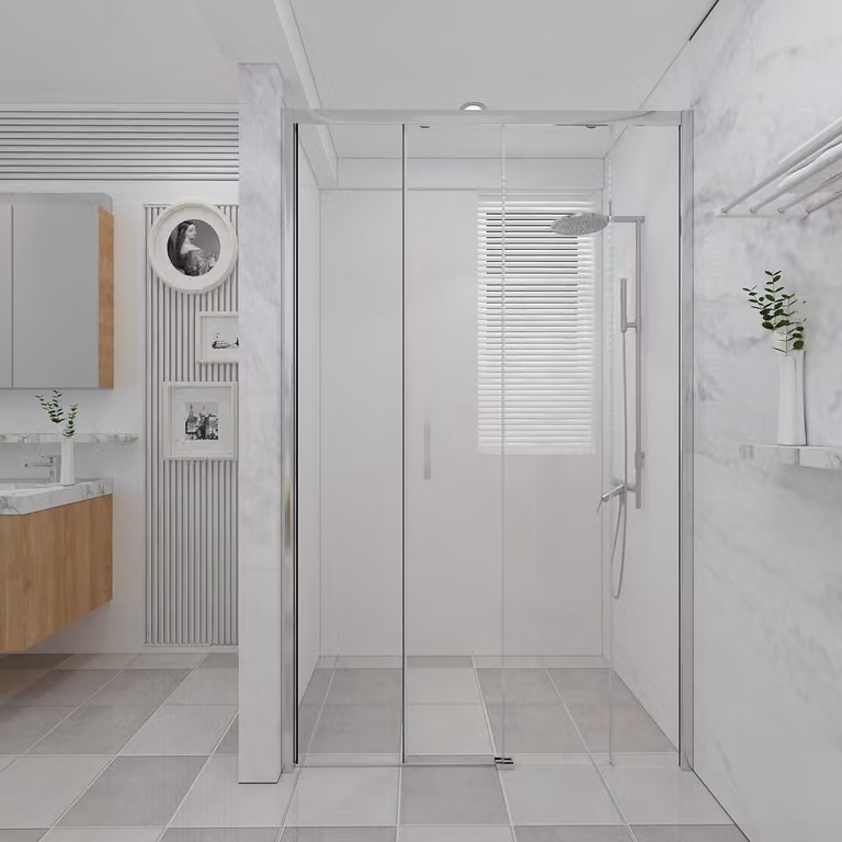 Cabina doccia 140 cm a parete con accesso facilitato con un vetro fisso e un vetro scorrevole Altezza 200 cm - FRASCIO