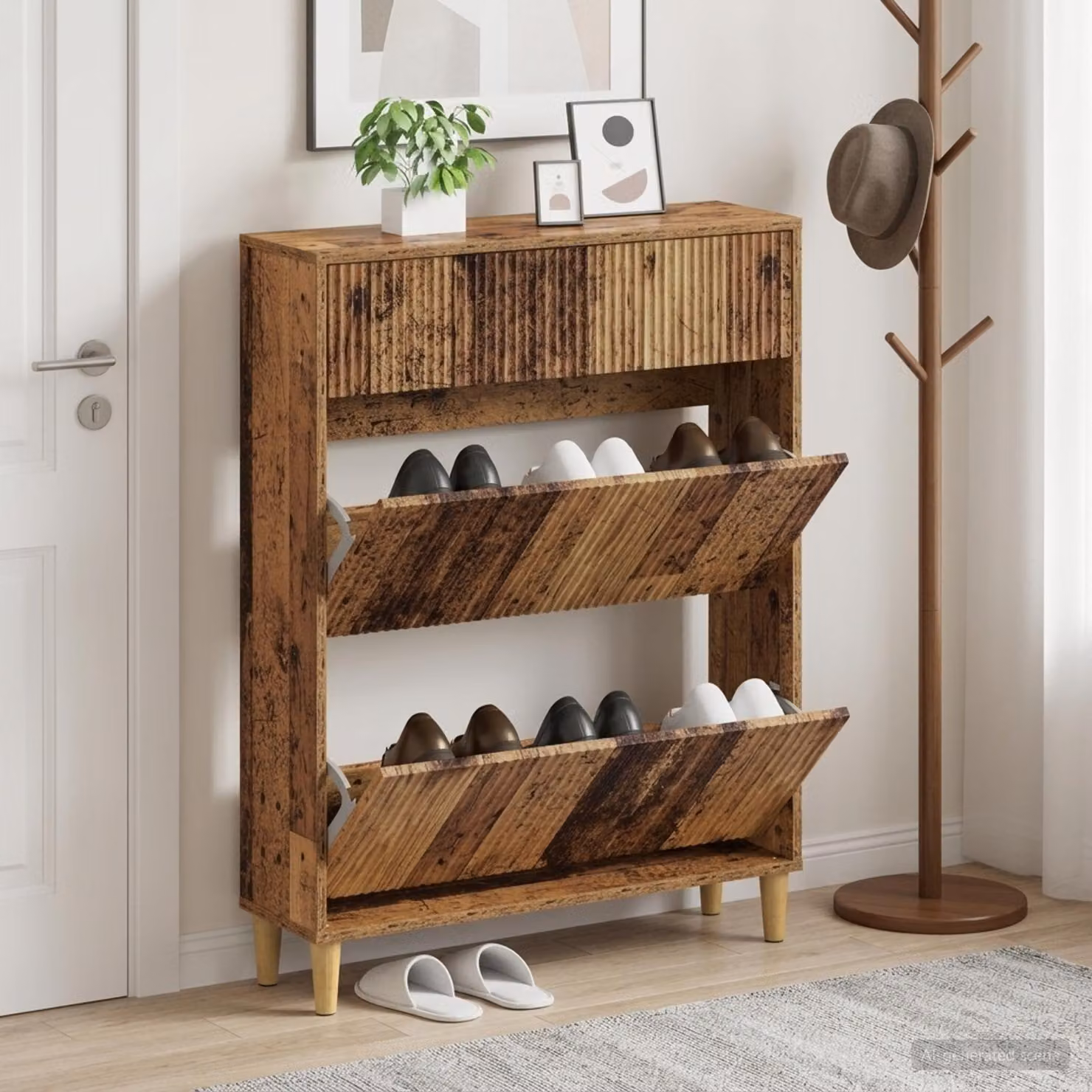 Mobile porta scarpe vidaXL ARNHEM marrone in legno e MDF L: 78 cm, P: 24 cm, H: 103 cm