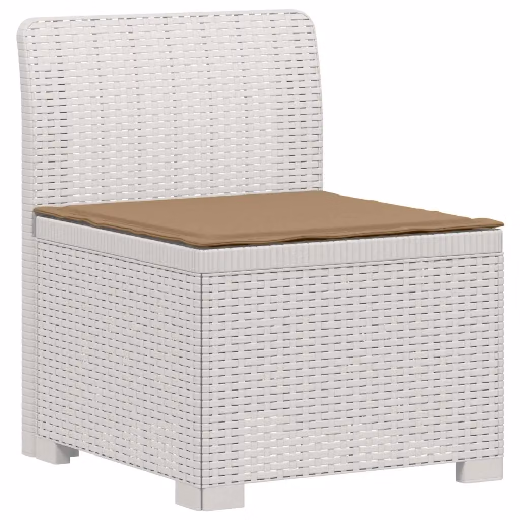 Divano da giardino a 1 posto con cuscino in rattan bianco design moderno per esterno e balcone L: 70 cm, P: 62 cm, H: 62 cm – 2