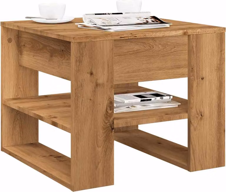 Maison Exclusive - Tavolino da caffè in legno massello di quercia, dimensioni 55,5 x 55 x 45 cm