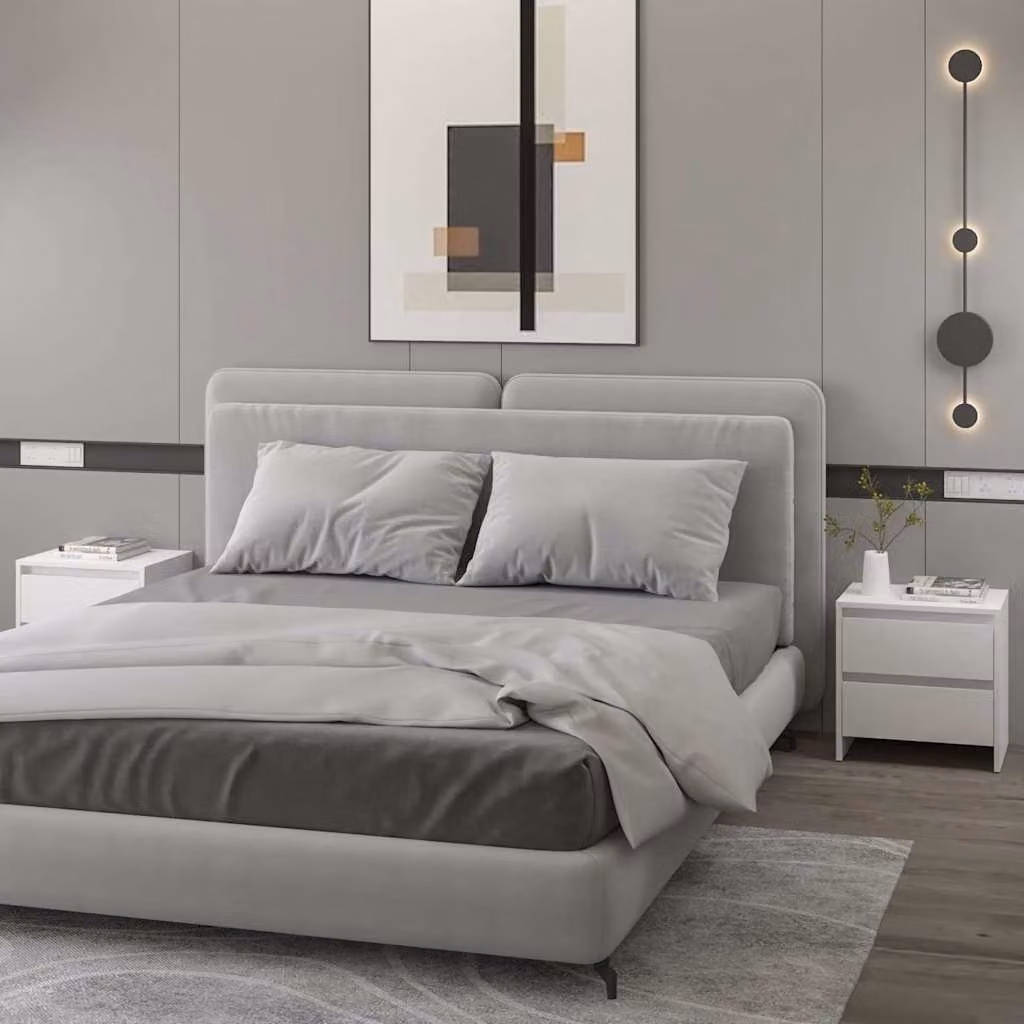 Comodino moderno vidaXL in legno ingegnerizzato bianco L 45 cm x P 34,5 cm x H 44,5 cm