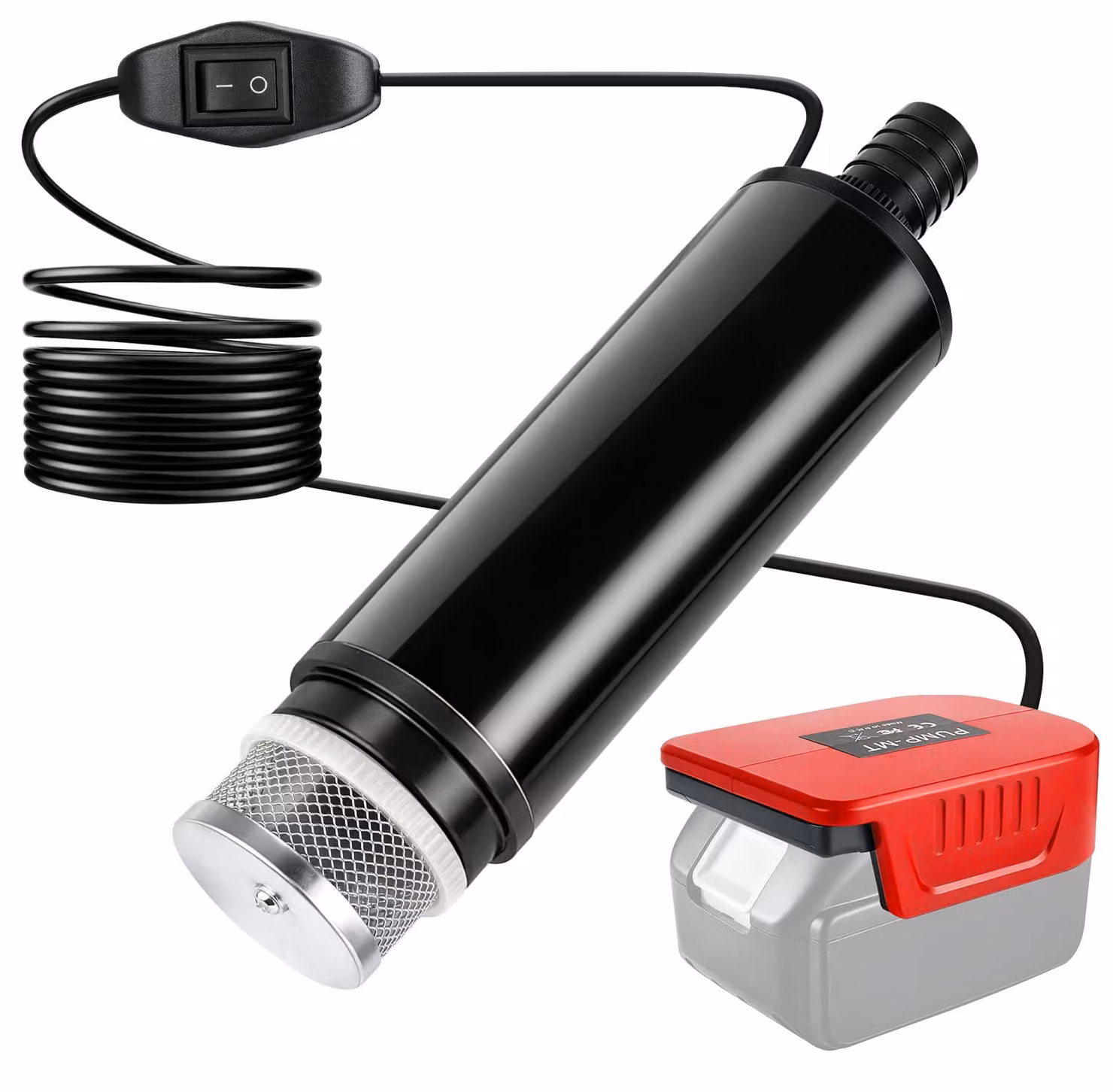 Pompa sommergibile compatibile con batterie da 18V, portata di 30 litri al minuto, grado di protezione IP68 (impermeabile), ideale per l'uso in giardino e in cantina