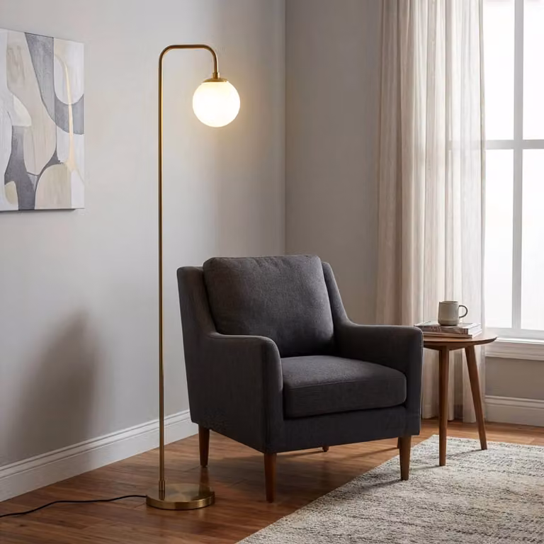 Lampada da terra Viran Opviq, Ottone / Oro, Soggiorno / Sala da pranzo, Metallo, Lampada da terra