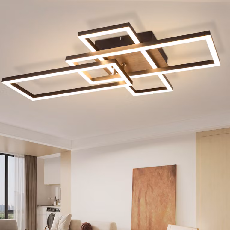 ZMH LED plafoniera lampada da soffitto lampada da soffitto soggiorno 3000K legno nero soggiorno lampada moderna camera da letto lampada design lampada da soffitto 32W bianco caldo lampada da corridoio