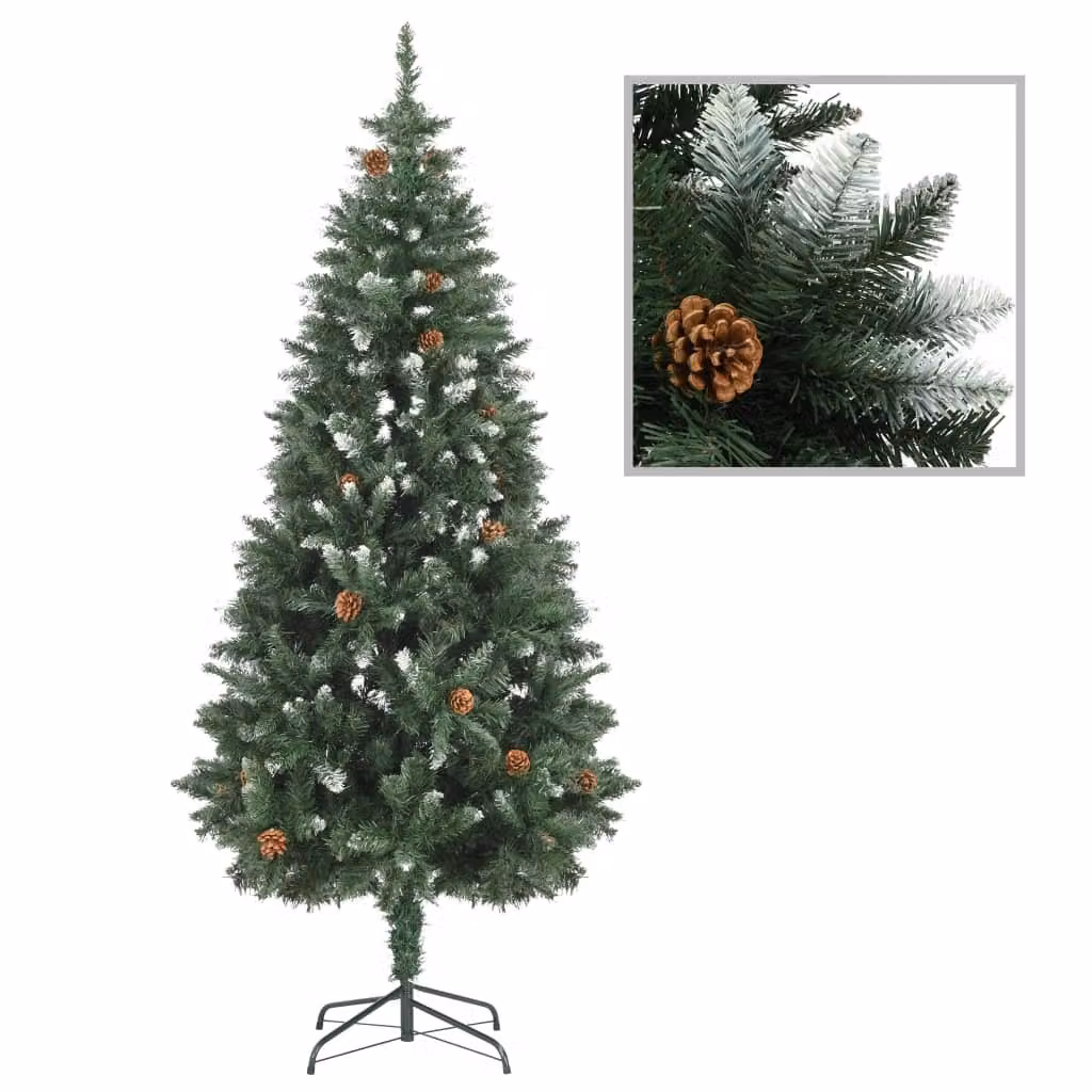 Maison Exclusive - Albero di Natale artificiale con pigne e glitter bianchi, altezza 180 cm