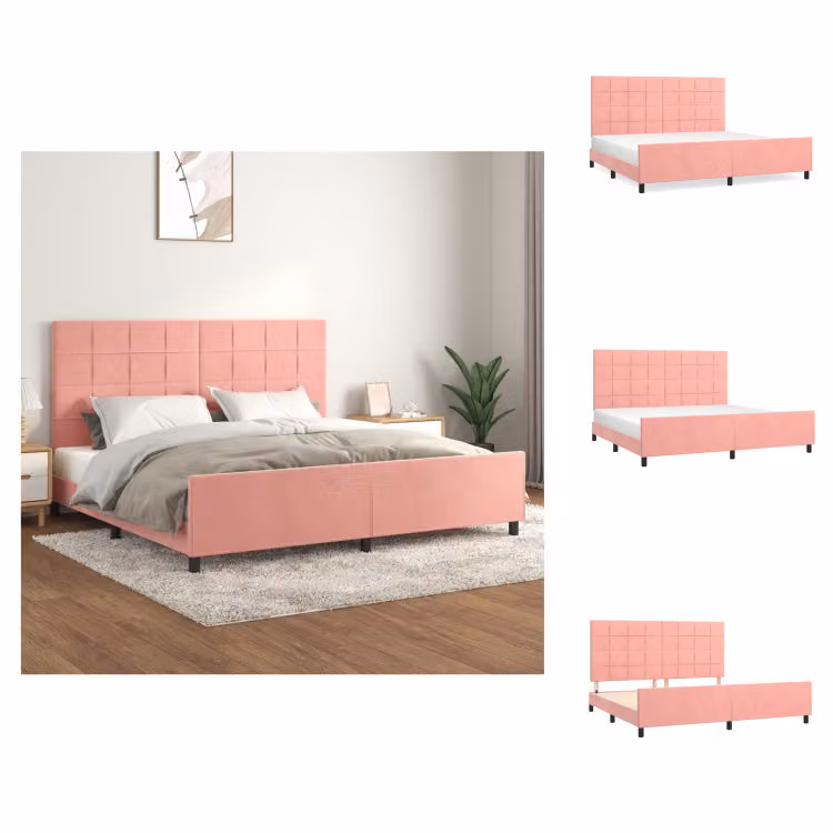 vidaXL Letto con testiera in velluto rosa 200x200 cm - Letti & Reti