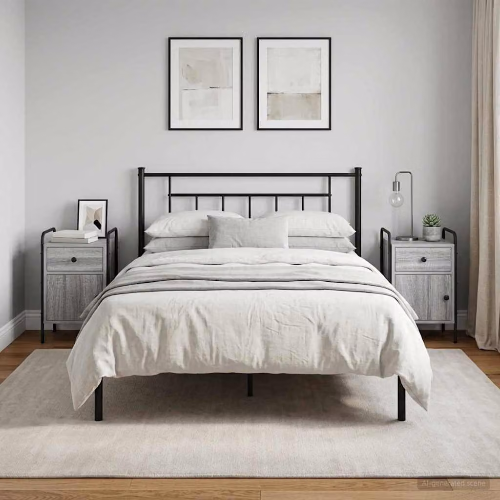 Set di 2 armadi da notte vidaXL in stile industrial, colore grigio e nero, L/P/H: 35 x 36,5 x 61 cm