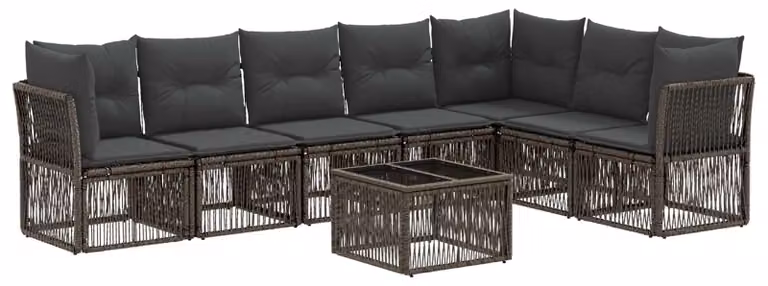 Set Divano da Giardino 8 pcs Grigio polyrattan