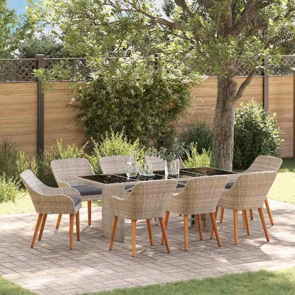 Maison Exclusive - Set da Pranzo per Giardino 9 pcs Grigio chiaro polyrattan