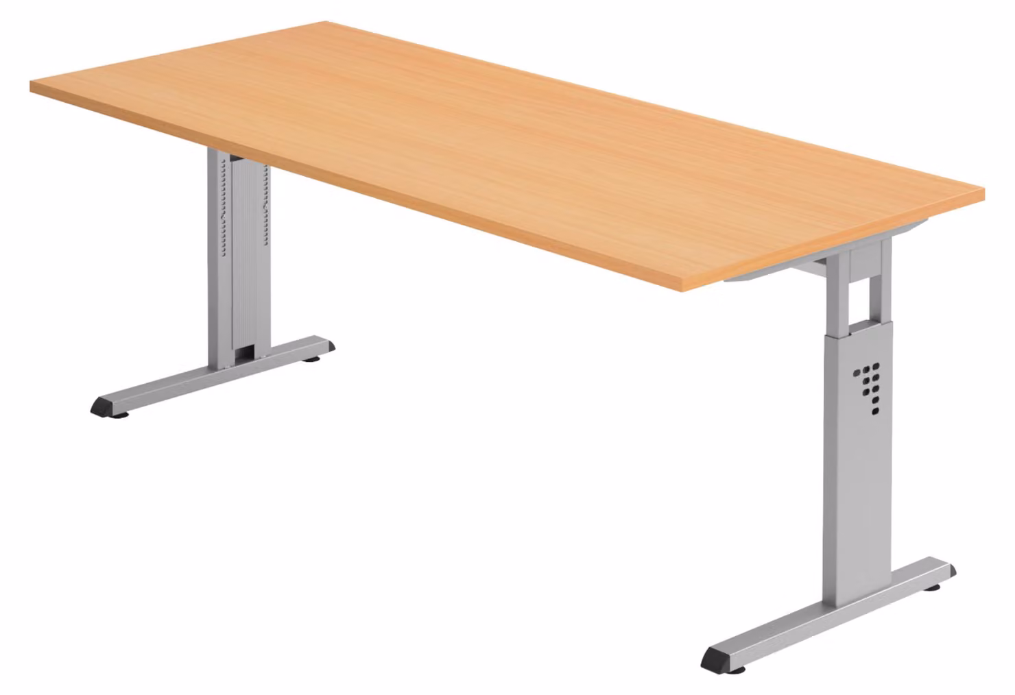 bümö Scrivania Serie-O - Struttura: argento, finitura: faggio, dimensioni: 180 x 80 cm