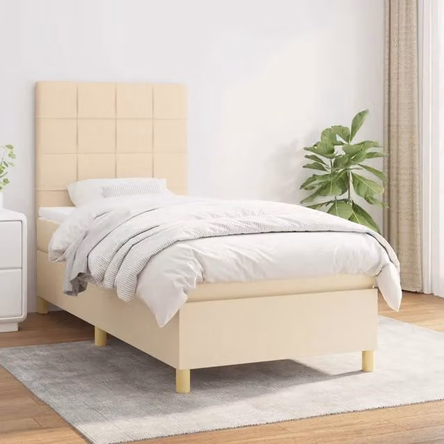 Letto ibrido con giroletto a molle e materasso vidaXL in beige e bianco L/P/H: 200 x 80 x 30 cm