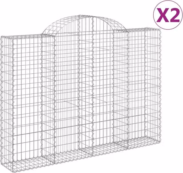 Cesti Gabbioni ad Arco 2 pz 200x30x140/160 cm Ferro Zincato