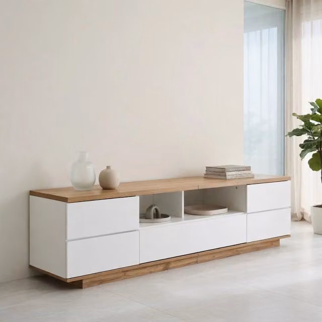 Cassettiera per TV bianca in MDF; 180 cm