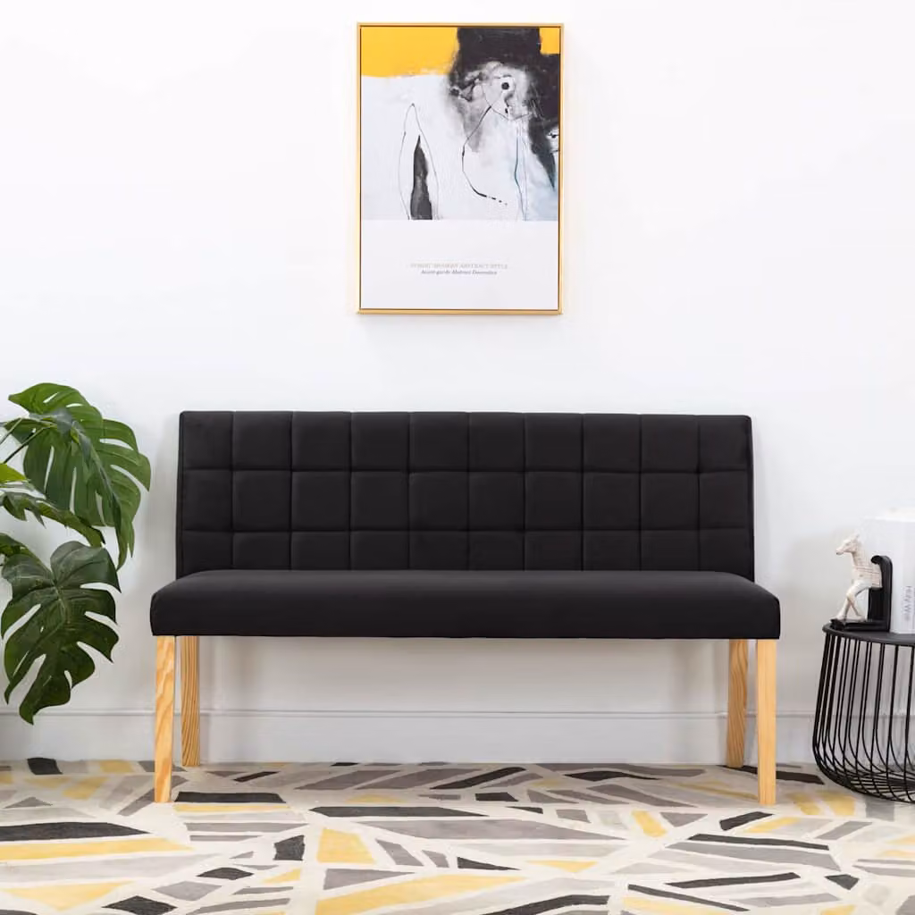 Panca vidaXL in velluto nero per soggiorno e ingresso, L: 140 cm – 1