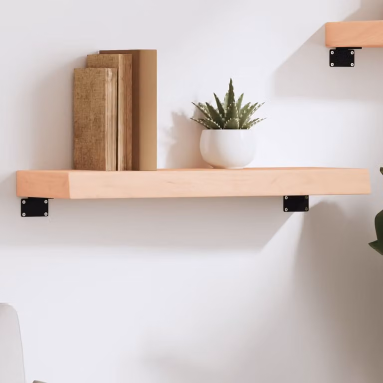 vidaXL Ripiano a Parete in Legno Massello di Rovere Non Trattato, Colore Marrone, L 60 x P 20 x H 6 cm