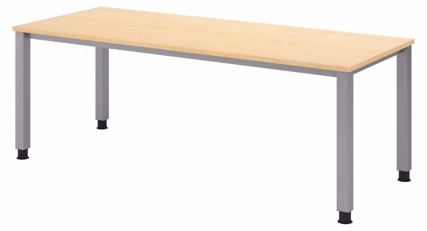 Scrivania bümö Serie Q - Finitura: acero, struttura: argento, dimensioni: 200 x 80 cm