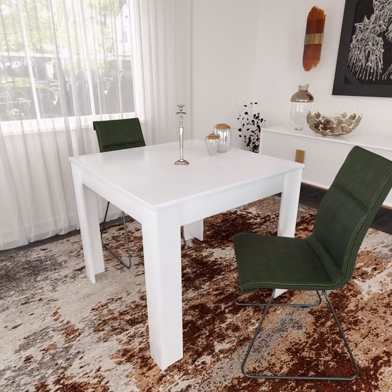 Skye Decor, Single 90 - Shiny White, tavolo da pranzo, bianco, 100% pannelli di particelle rivestiti in melamina, 90 x 80 x 78 cm
