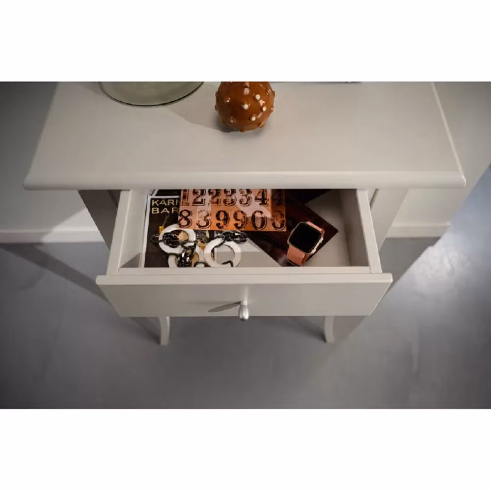 Consolle shabby chic in legno massello bianco con 1 cassetto Mobili 2G L: 57 cm, P: 39 cm, H: 78 cm – 3