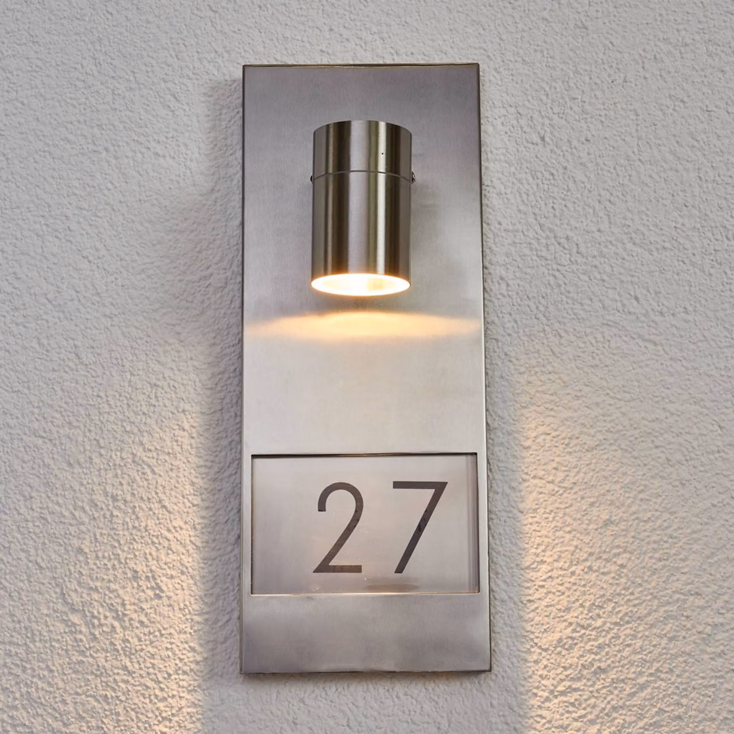 Konstsmide Numero civico illuminato MODENA, Alluminio / Grigio / Zincato, Acciaio Inox, Moderno, Applique da esterni