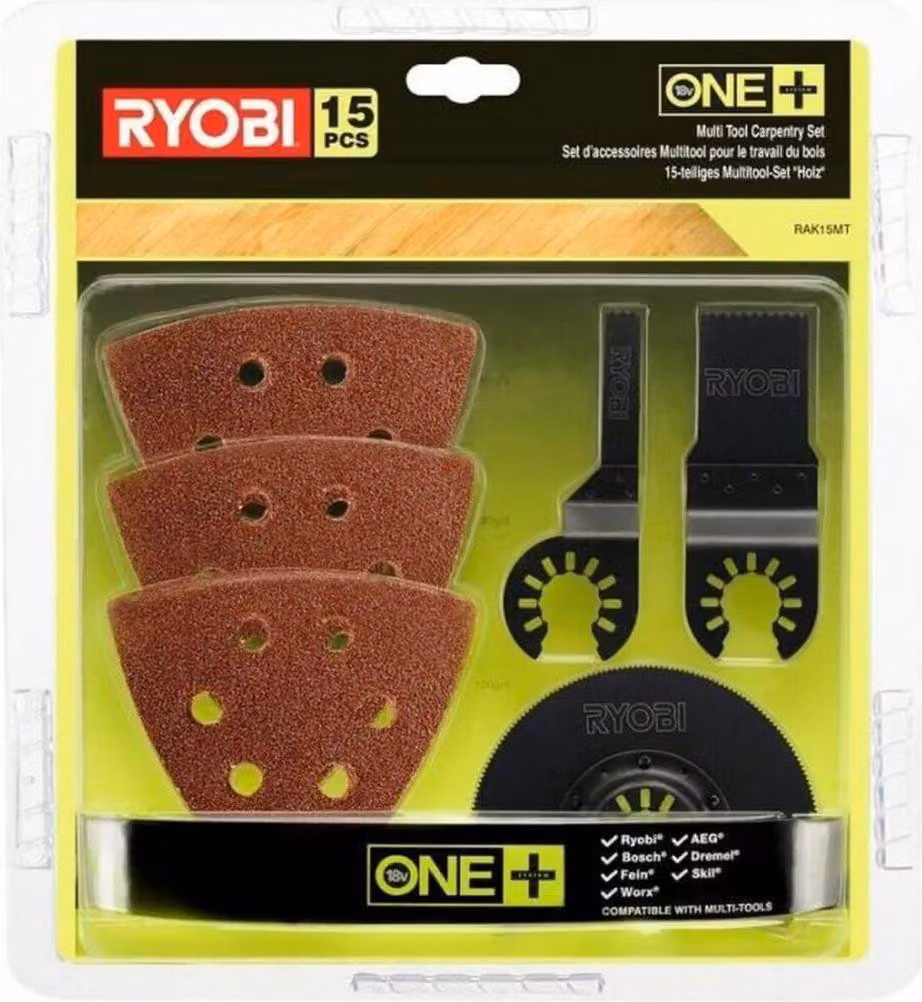 Ryobi RAK15MT Kit 15 carte abrasive Lame universali Utensile multifunzionale