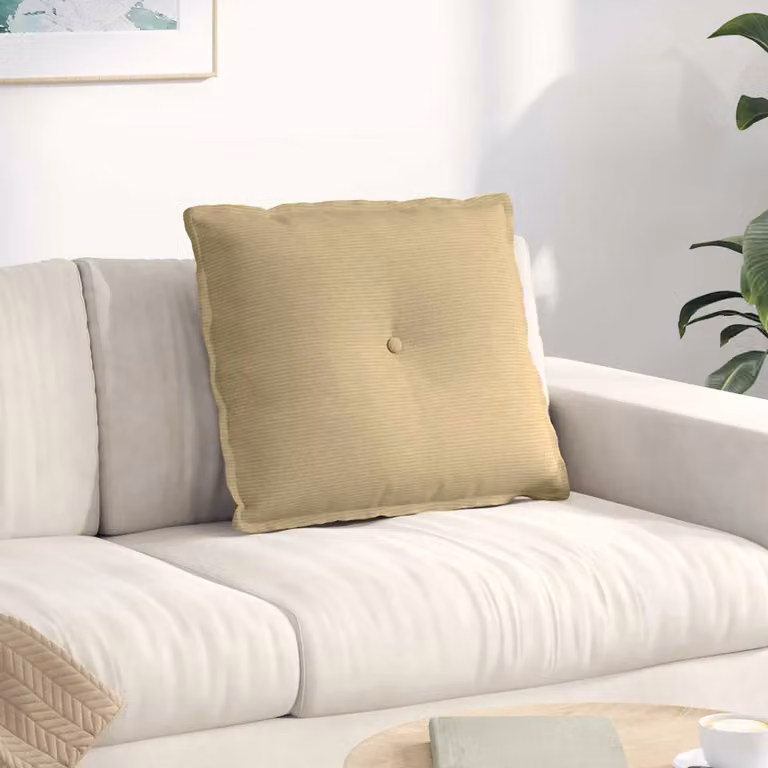 Cuscino per schiena vidaXL in tessuto di velluto a coste, Grigio Verde Beige, L 60 cm x P 50 cm