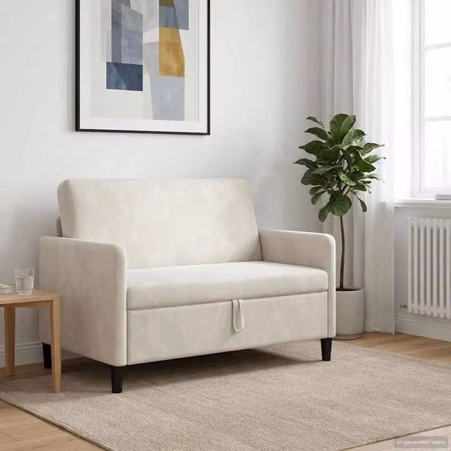 Divano moderno con contenitore beige vidaXL L/P/H: 122 x 78 x 87 cm – 1