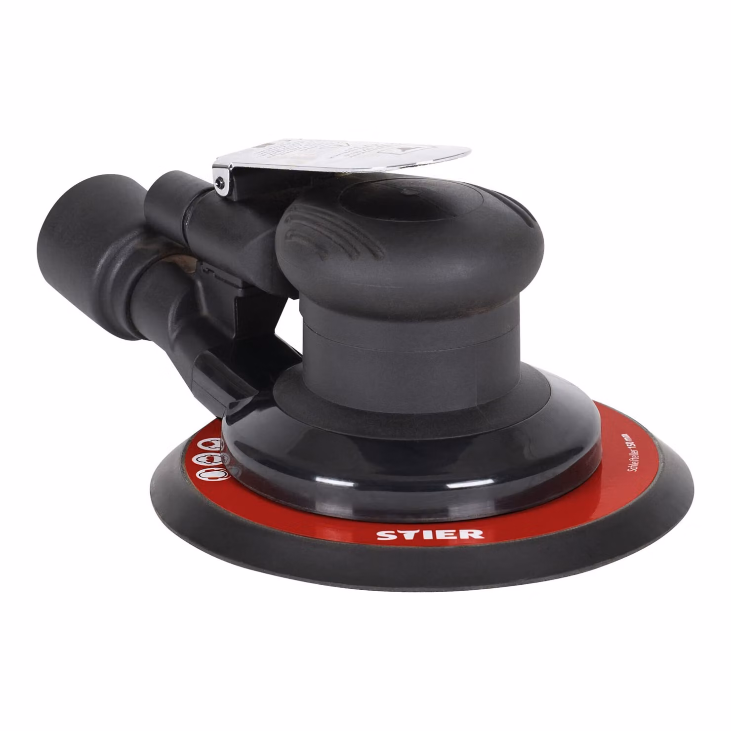 Levigatrice rotorbitale STIER, EXS-120, lunghezza 187 mm, disco abrasivo 150 mm, adatta per la levigatura a umido e a secco, con fissaggio a gancio e anello e 12.000 giri al minuto