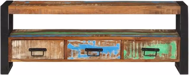 Mobile Porta TV Industrial vidaXL in Legno Massello e Metallo Multicolore L: 120 cm, P: 30 cm, H: 45 cm