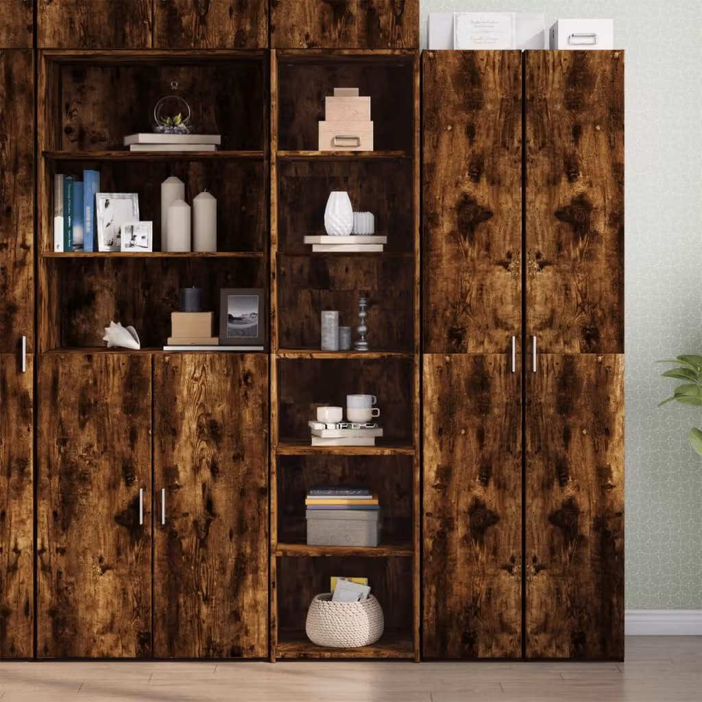 Credenza moderna vidaXL in legno rovere color marrone con ante a battente e ripiani interni, L/P/H: 45 x 41 x 185 cm