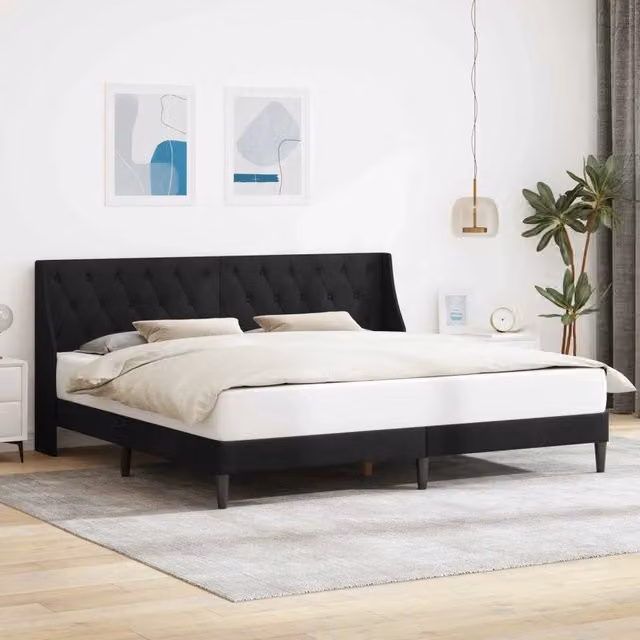 Struttura del letto con testiera Nero 200 x 200 cm Velluto 42027452