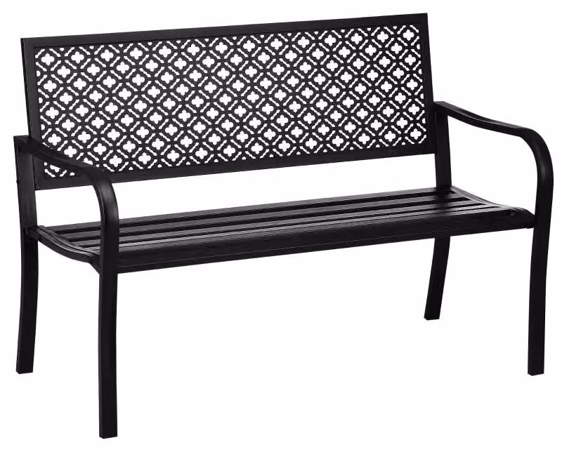 Panca da giardino per 2 persone – Panca da giardino in metallo | Colore: nero | Dimensioni: 127x63x83 cm