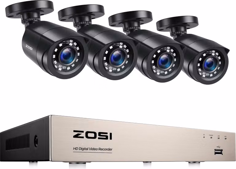 Sistema TVCC, 8CH, visione notturna, con 4 telecamere nere, 1T