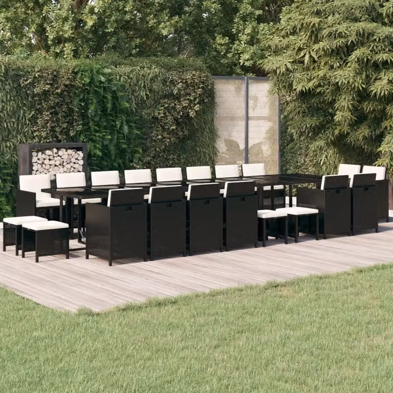 Maison Exclusive - Set da pranzo da giardino da 21 pezzi con cuscini, in rattan sintetico nero