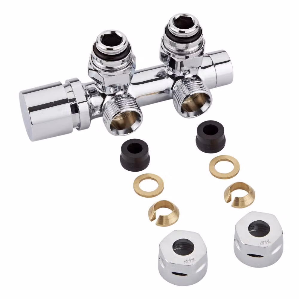 Valvole per Termosifoni a Squadra Multiblock H - Con adattatori Ø12mm rame - Kit radiatori
