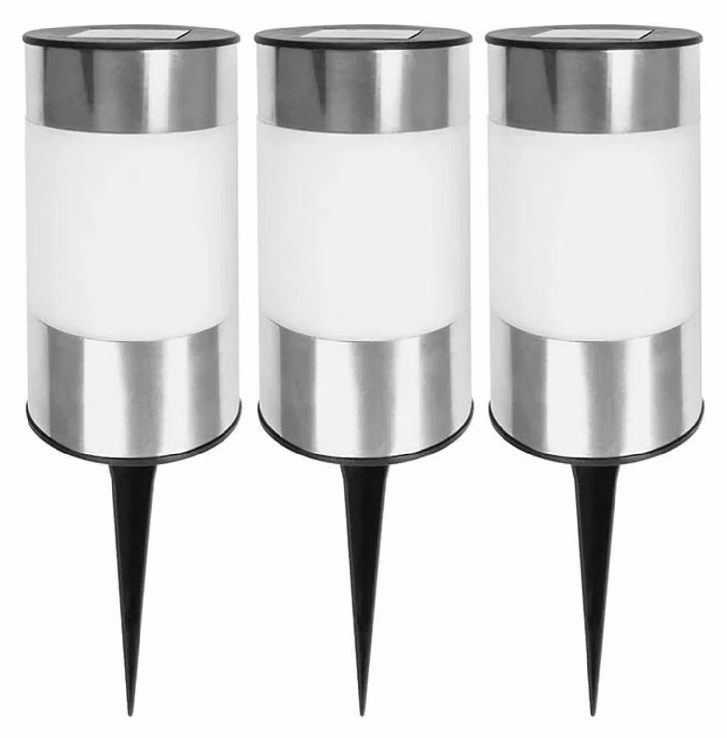 Set 3 Luci Solari LED Globo Acciaio Inox per Esterno Giardino Balcone