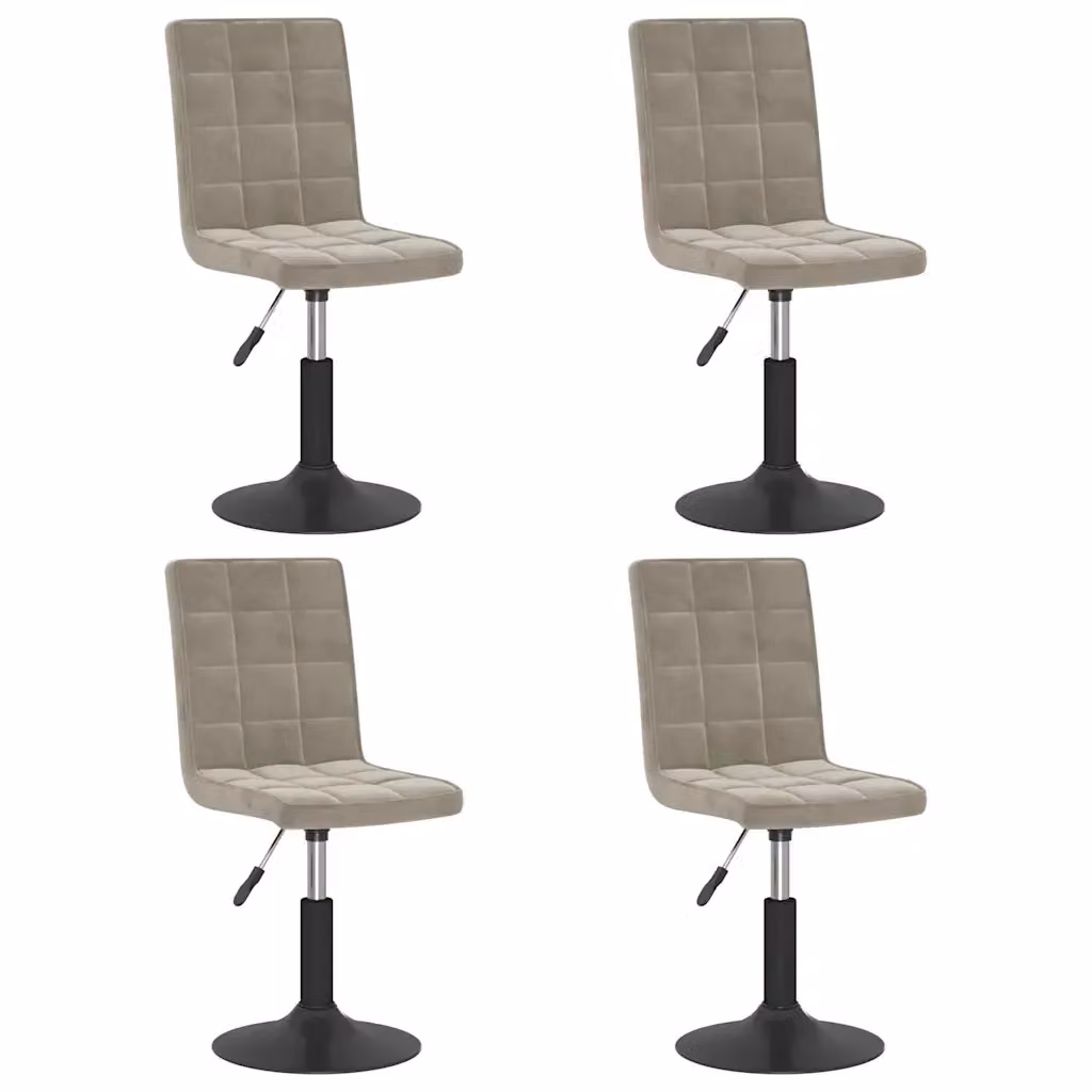 Set di 4 sedie da pranzo girevoli vidaXL in velluto grigio con struttura in metallo e plastica per cucina e sala da pranzo – 2