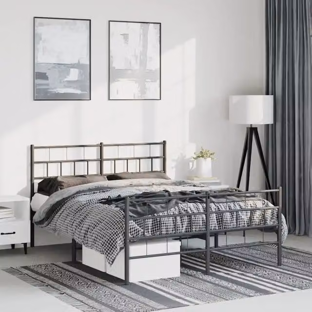Letto con testiera e pediera in metallo nero vidaXL L/P: 150 x 200 cm – 1