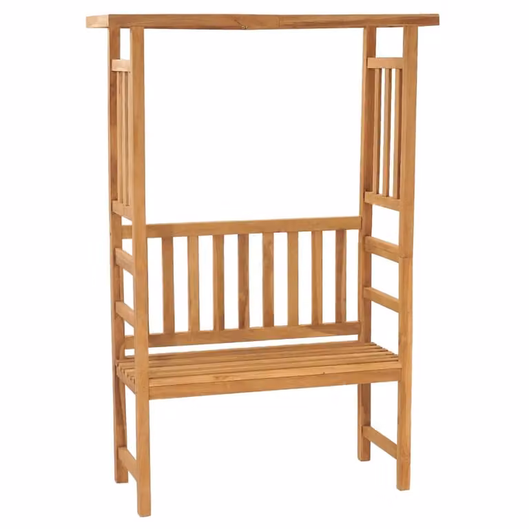 The Living Store Panca da giardino con pergola 115 cm in teak massiccio