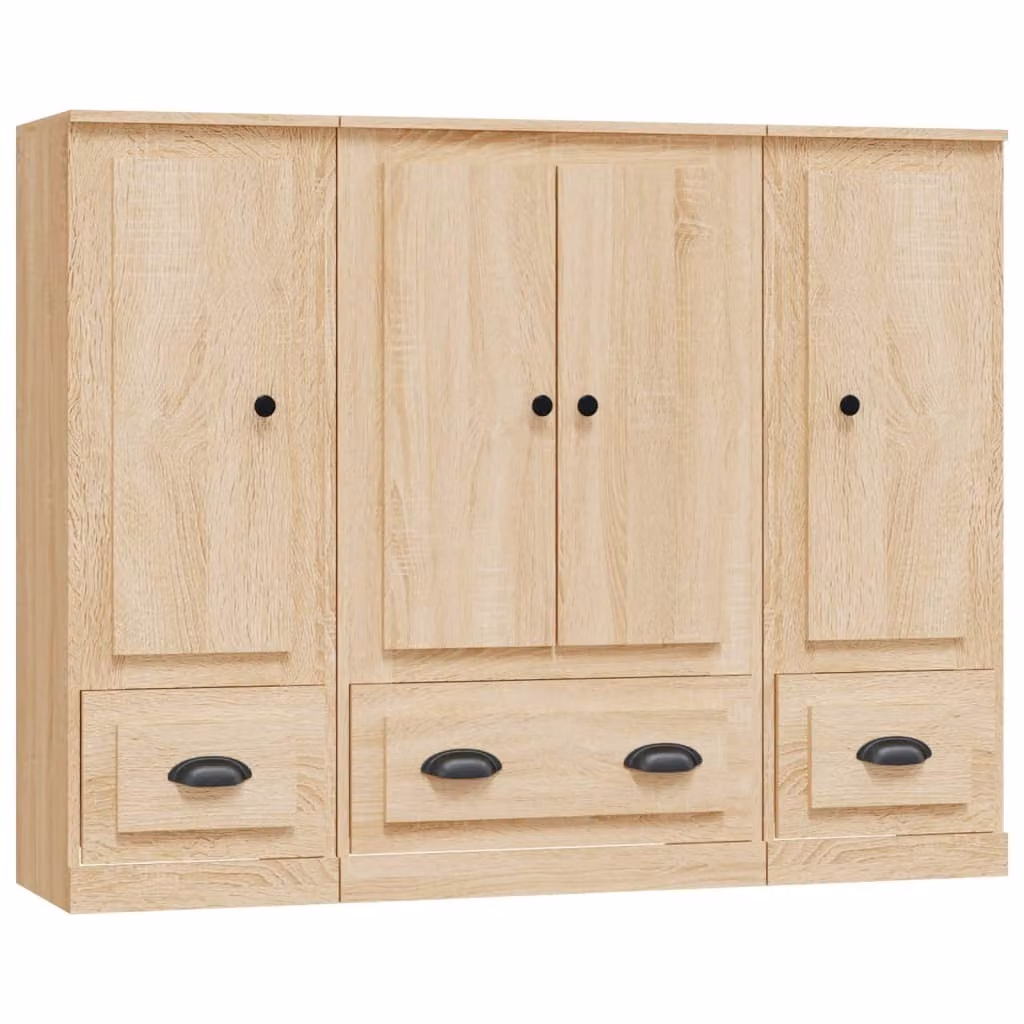 Credenze 3 pz Rovere Sonoma in Legno Multistrato