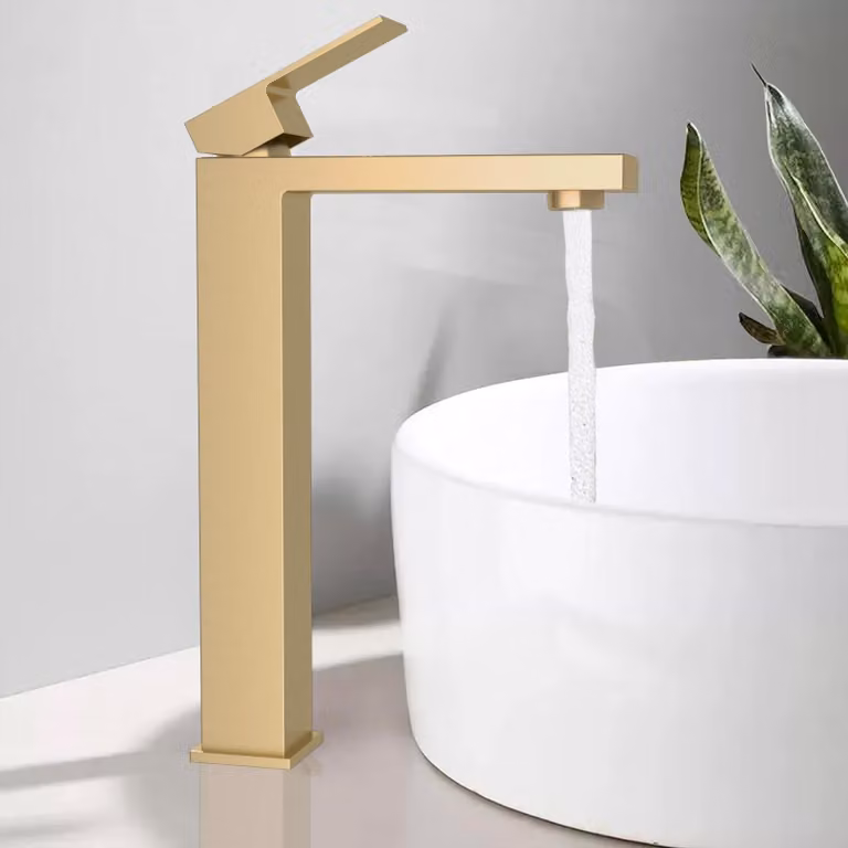 Miscelatore per lavabo di alta qualità, finitura oro spazzolato, ideale per il bagno